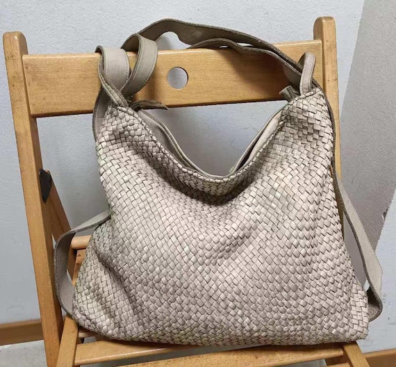 Woven Leather Shoulder Bag Convertible Backpack in Leather