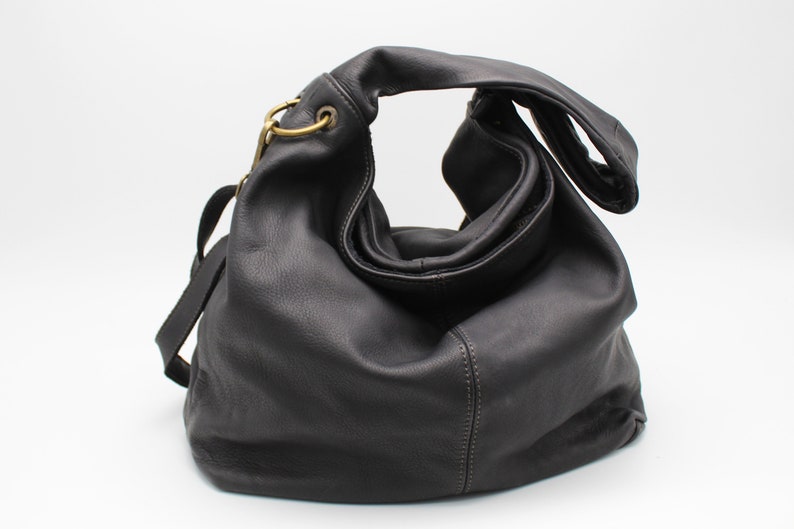 Leather Bag Soft Leather Handbag Women Leather Purse Hobo Soft Bag Italy Black