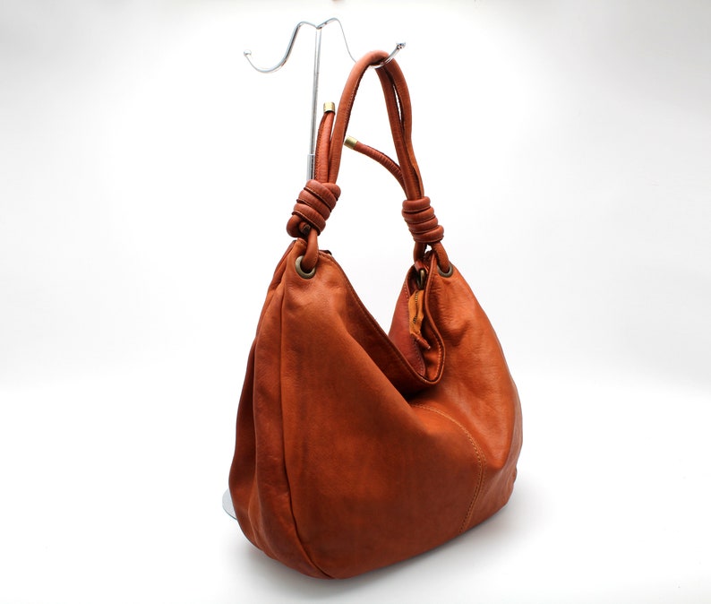 Leather Bag Soft Leather Handbag Women Leather Purse Hobo Soft Bag Made in Italy NEW image 5