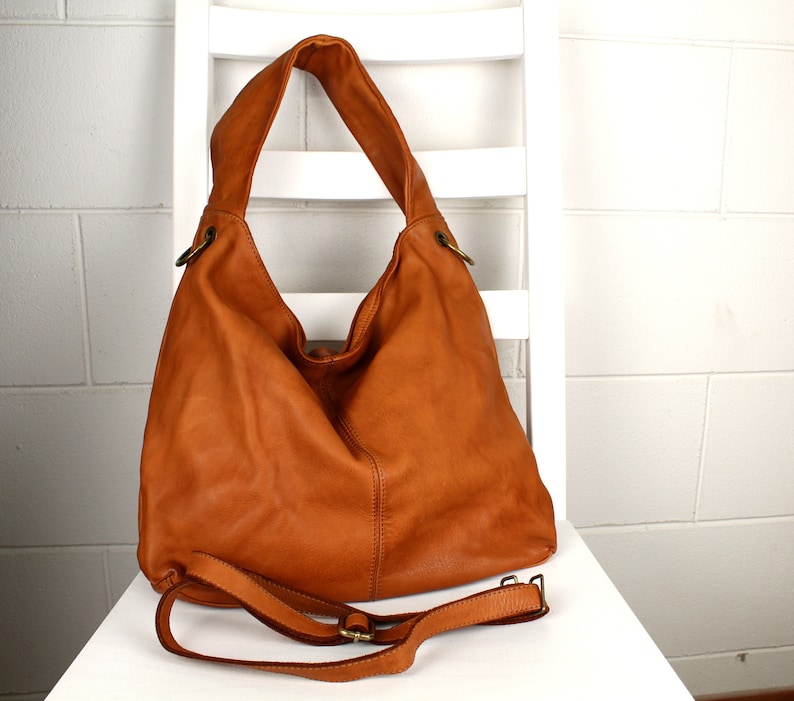 Leather Bag Soft Leather Handbag Women Leather Purse Hobo Soft Bag Italy image 6