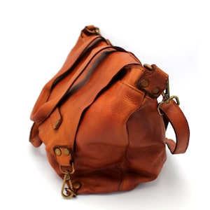 Leather Bag Soft Leather Bag Shoulder Handbag Italy Florence Brown Purse image 8
