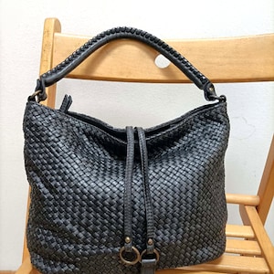 Ledertasche Lederhandtasche Handmade in Italy gewebt