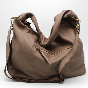 Leather Bag Soft Leather Handbag Women Leather Purse Hobo Soft Bag Italy image 8