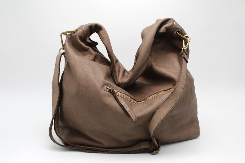 Leather Bag Soft Leather Handbag Women Leather Purse Hobo Soft Bag Italy image 8