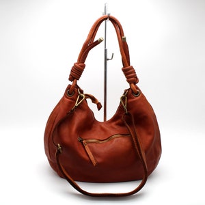 Leather Bag Soft Leather Handbag Women Leather Purse Hobo Soft Bag Made in Italy NEW image 3
