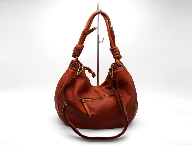 Leather Bag Soft Leather Handbag Women Leather Purse Hobo Soft Bag Made in Italy NEW image 3
