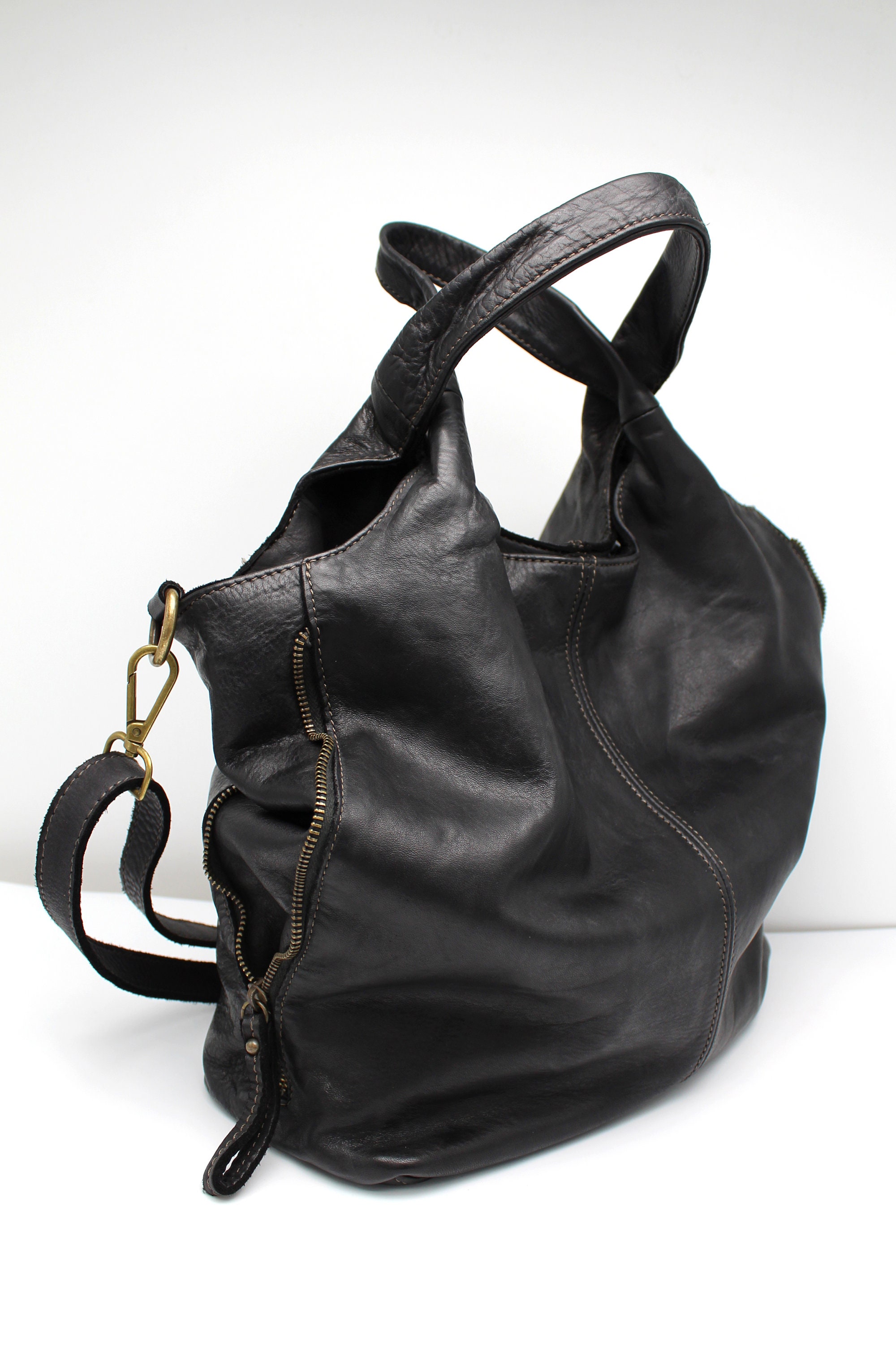 Leather Bag Soft Leather Shoulder Bag Leather Handbag Black - Etsy Canada