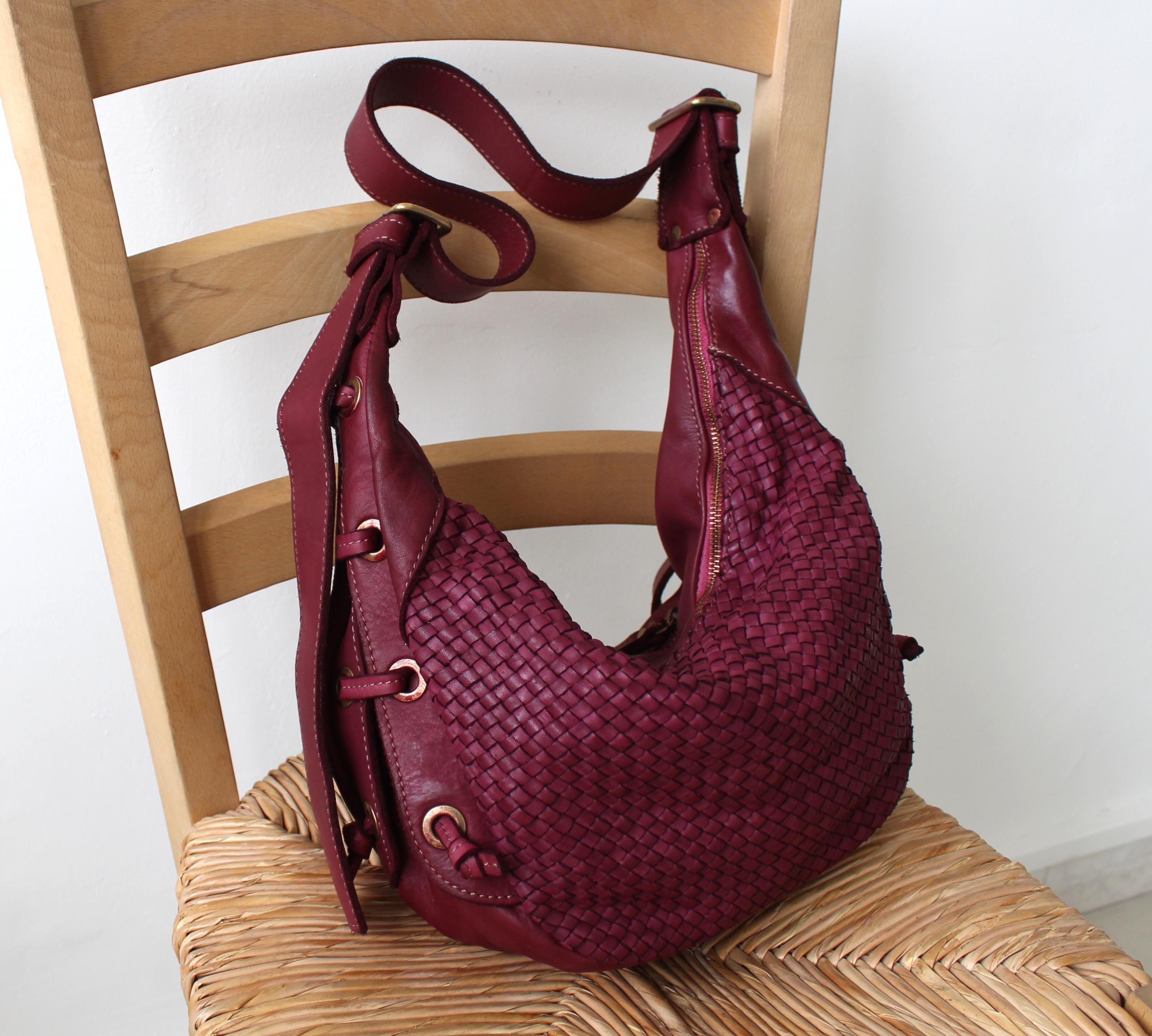 Woven Leather Bag Soft Leather Handbag Fanny Pack shoulder Pouch