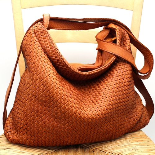 Woven Leather Women’s Backpack Crossbody - Tan - HOBO Olivia Shoulder Bag/Backpack main image 3