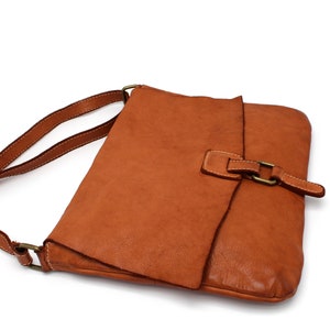Sac en cuir Sac à bandoulière en cuir souple unisexe plat fourre-tout avec rabat
