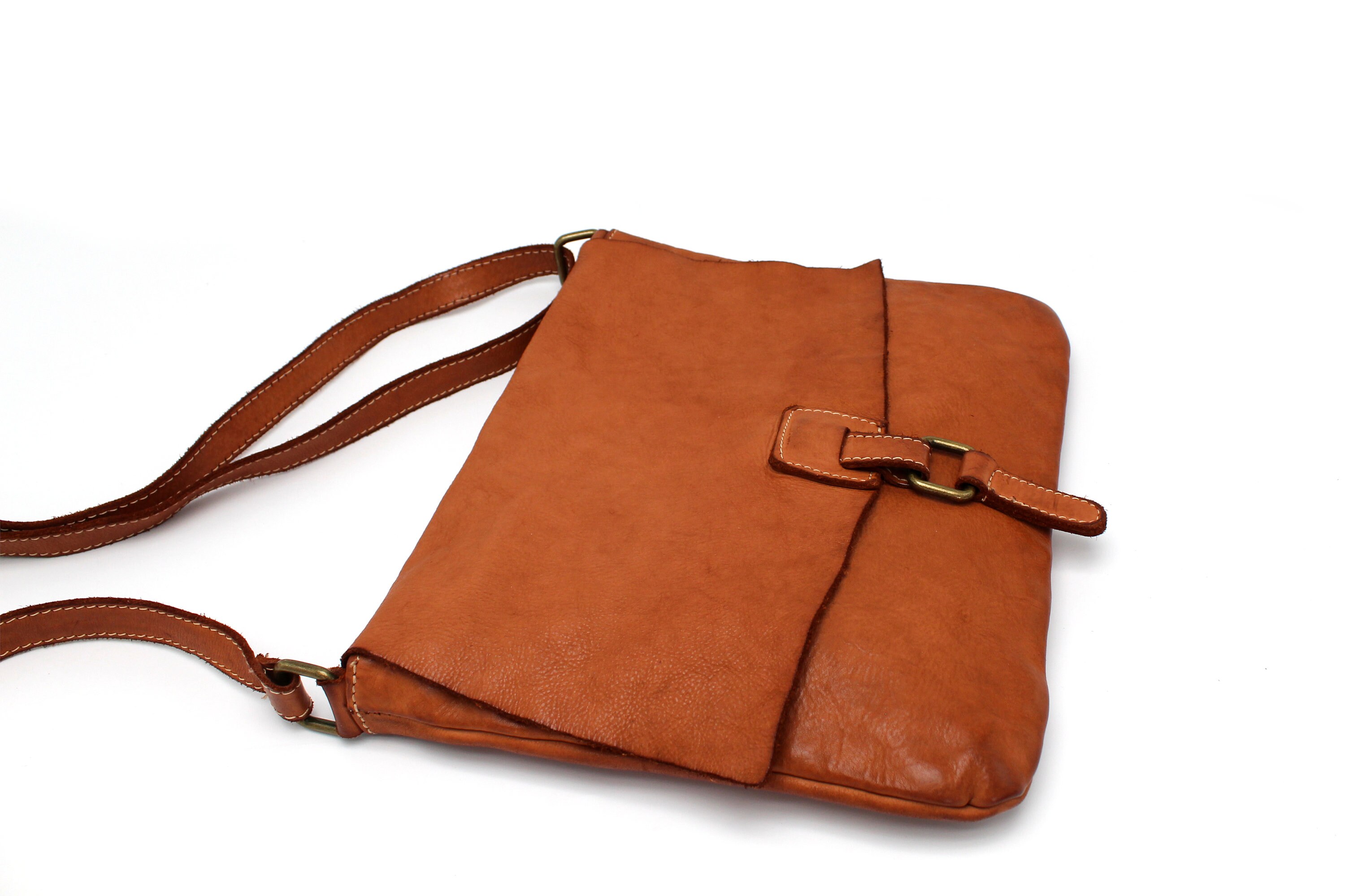 Leather Bag Soft Leather Crossbody Bag Unisex Flat Totes With Etsy