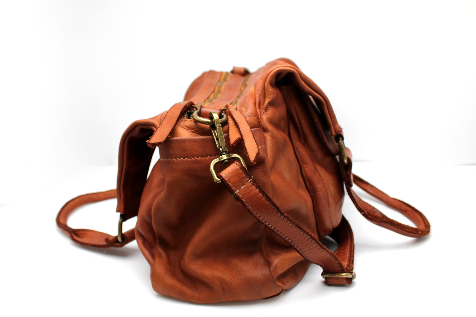 Leather Bag Shoulder Handbag in Soft Leather Brown Purse Italy | Etsy