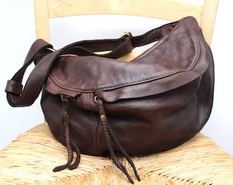 Leather Bag Soft Leather One Shoulder Bag Leather Handbag Crossbody Waist Bag Leather Pouch