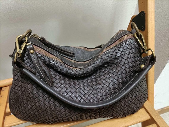 Leather Bag Soft Leather Shoulder Bag Leather Handbag Woven