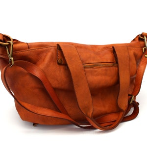Leather Bag Soft Leather Bag Shoulder Handbag Italy Florence Brown Purse image 7