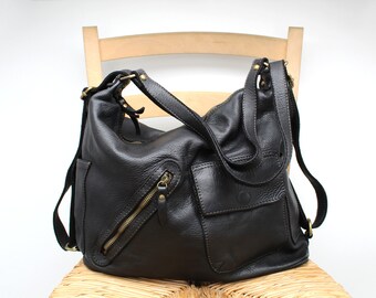 Leather Tote Soft Leather Handbag Backpack for Women Leather Hobo Bag Italy