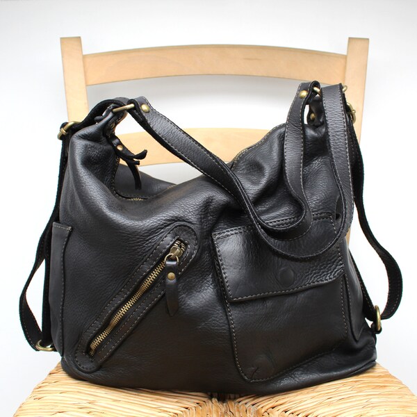 Leather Tote Soft Leather Handbag Backpack for Women Leather Hobo Bag Italy