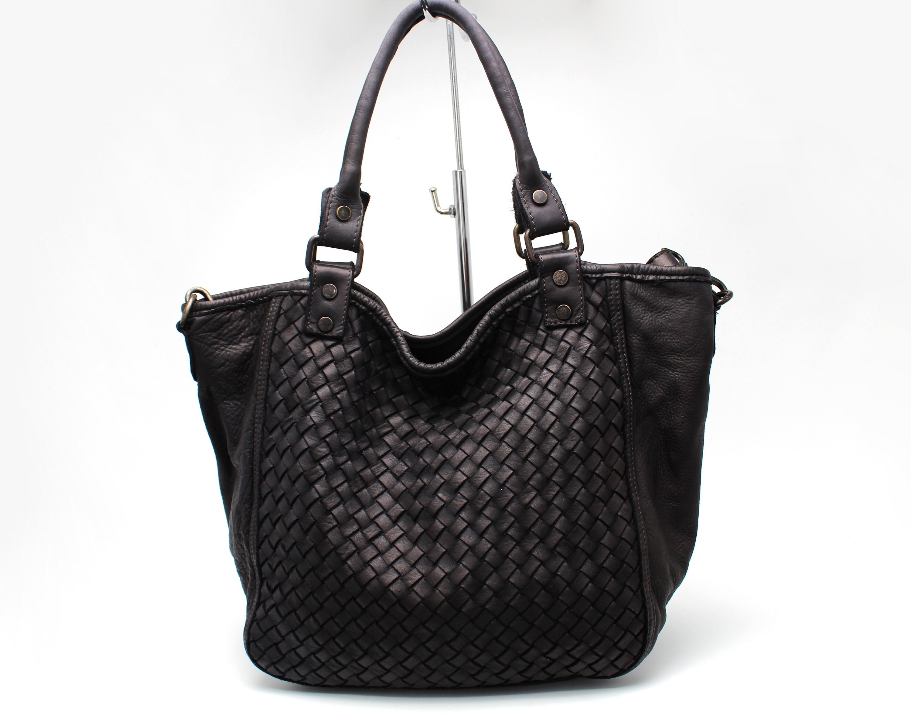 Leather Bag Soft Leather Weave Handbag Woman Leather Hobo Woven Leather Totes Leather Handbag Made in Italy