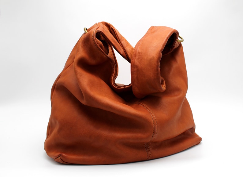 Leather Bag Soft Leather Handbag Women Leather Purse Hobo Soft Bag Italy Brown