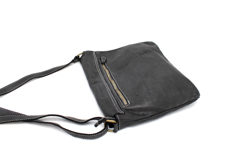 Leather Bag Soft Leather Crossbody Bag Unisex Flat Totes With Etsy