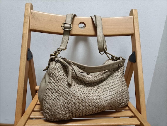 Leather Bag Soft Leather Shoulder Bag Leather Handbag Woven