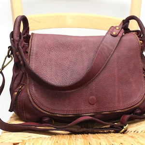 Leather Handbag Soft Women Bag leather Purse Beige Florence