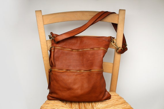Leather Bag Travel Thin Pouch Soft Leather Bag Sling Cross Body Etsy