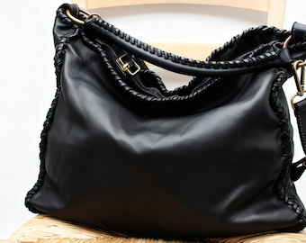 Ledertasche Weiche Handtasche Damen Geldbörse Hobo Soft Bag Italy