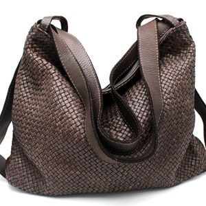 Valentina woven top leather bag