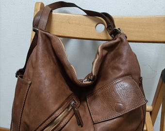 Soft Italian Leather Tote Backpack Handmade Hobo Bag