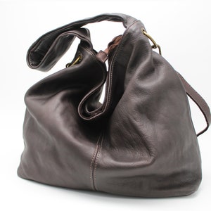 Leather Bag Soft Leather Handbag Women Leather Purse Hobo Soft Bag Italy Dark Brown