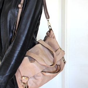 Leather Bag Soft Leather Bag Shoulder Handbag Italy Florence Brown Purse image 5