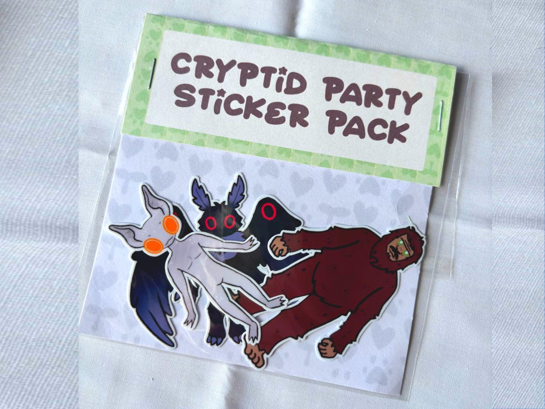 Cryptid Party Vinyl Sticker Pack | Cute Mothman Bigfoot Goblin Myth ...
