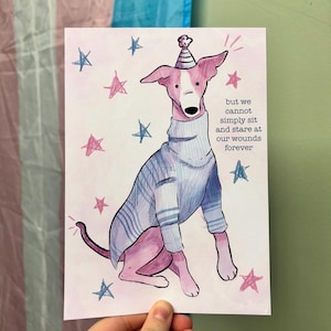Wounds Illustration A5 Print | greyhound italiangreyhound dog petart wallart gift