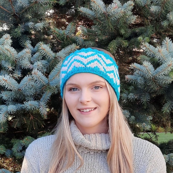 Zig Zag matching headbands, handmade, knitting pattern, ear warmer, unisex, mens, intermediate, hand made gift idea, ski bands, winter