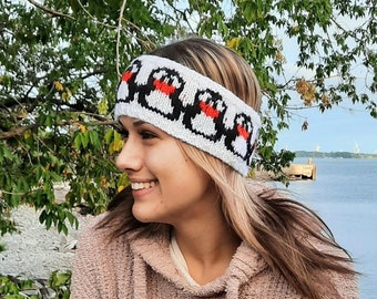 Penguin Mania! * headband knitting pattern * beginner * stranded coloring * ear warmer * knitting chart * adult * animal * penguin *seamless