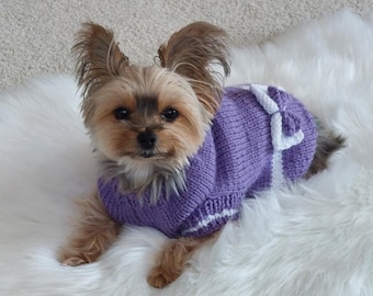 Gift of Lavender, knitting pattern, beginner, xxsmall, xsmall, small, dog sweater, coat, bow, fair isle, norwegian, stranded knit, easy