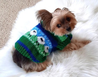 Feeling Sheepish, breipatroon, trui kleine hond, trui, jas, schaap, dier, fair isle, IJslands, Noors, xxs, xs, klein