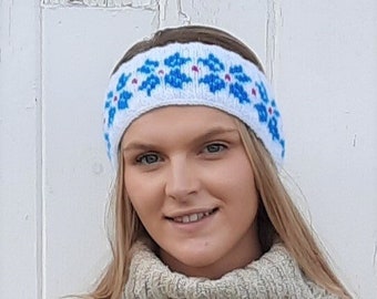 Snowflake Beginner headband knitting pattern * Fair Isle  *Colour Strand knitting * circular needles  * Adult size  *Winter design