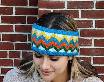 Ski Sensation Headband Knitting Pattern * Fair Isle and Colour Strand Style knitting * Working in the Round *Knitting with circular needles