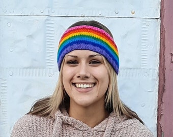 Pride Headband * beginner knitting pattern * adult size * pride colours * color stranding * circular needles * seamless * knitting chart