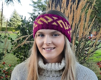 Guys & Gals geometric style headband * beginner knitting pattern * couples * matching * unisex * colour stranding * fair isle * seamless