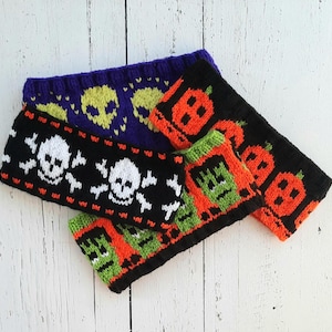 4 PKG SCARY HALOWEEN, knitting patterns, adult, monster, space creatures, Jack O'landerns, skull and bones, fair isle, colorworks, stranded