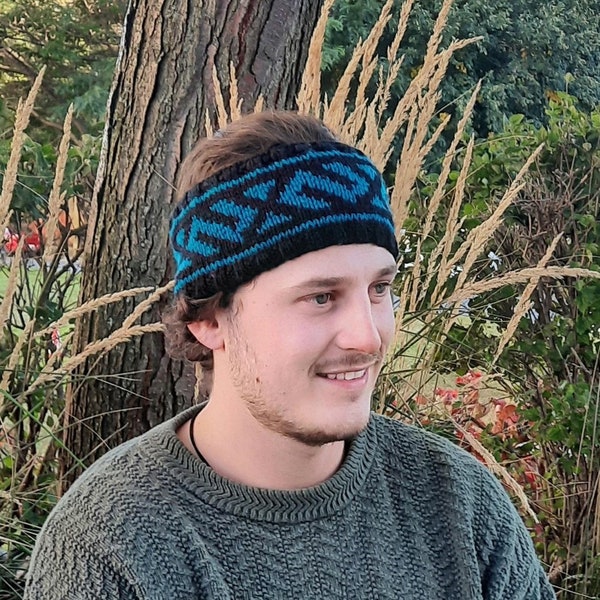 Guys & Gals geometric design headband knitting pattern * unisex * matching * ear warmer * fair isle * colour stranding *beginner *seamless