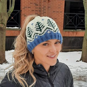 Bianca Beanie, Adult Hat, Touque, Knitting Pattern, Tree Design, Fair ...