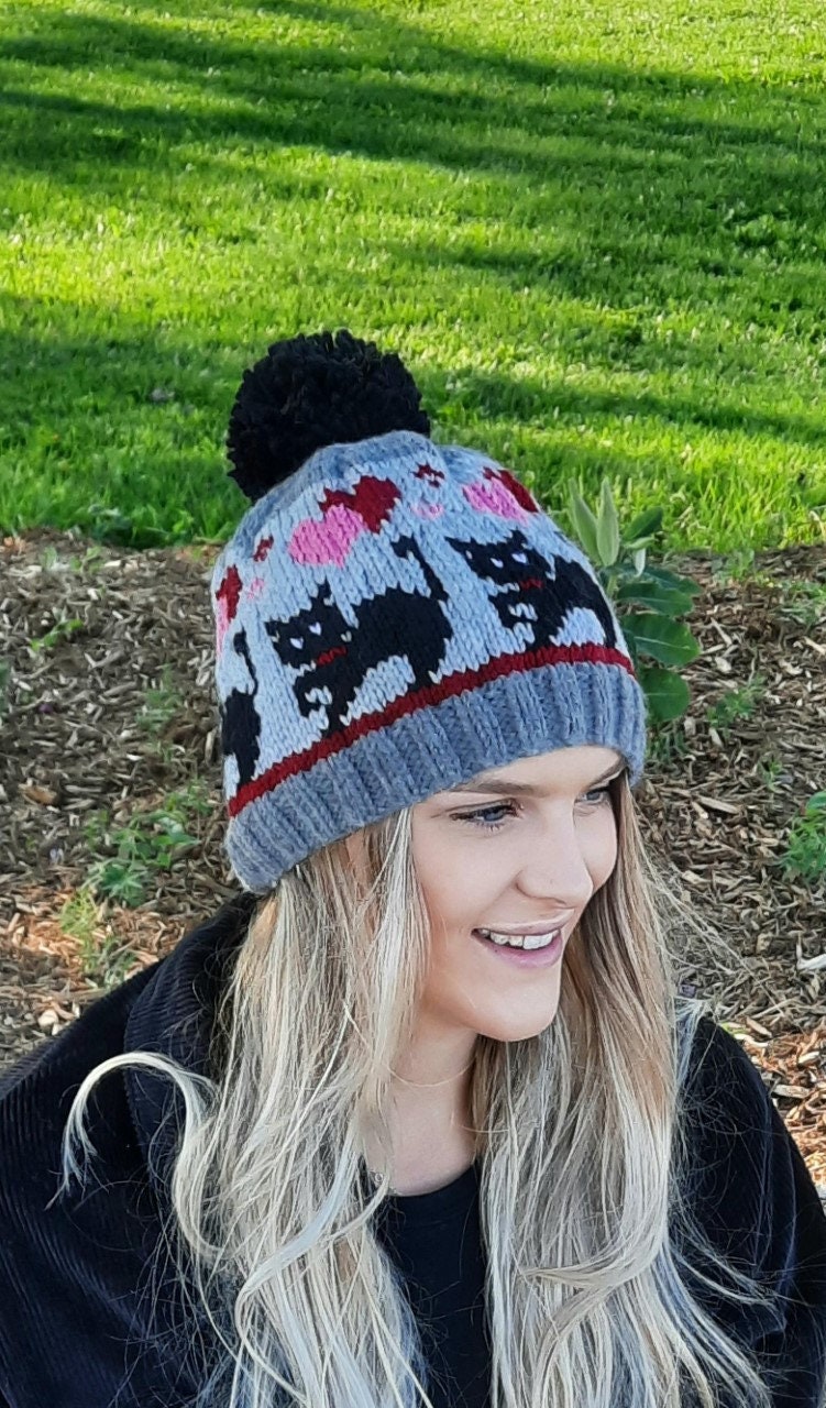 Purrscilla, Cat Lovers, Knitting Pattern, Beanie, Hat, Toque, Adult ...