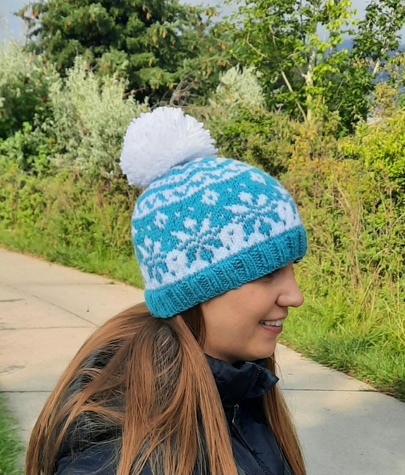 Elsa, HAT, Pdf Knitting Pattern, Adult, Toque, Snowflake Design, Fair ...