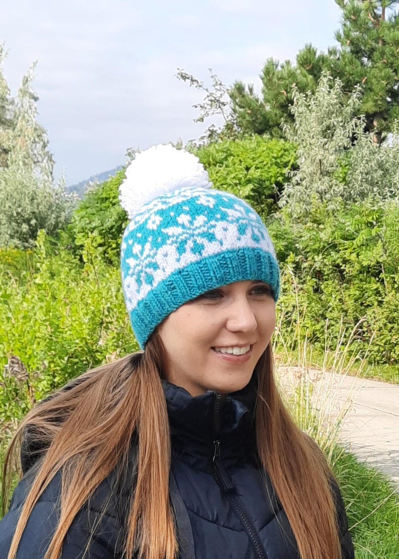 Elsa, HAT, Pdf Knitting Pattern, Adult, Toque, Snowflake Design, Fair ...