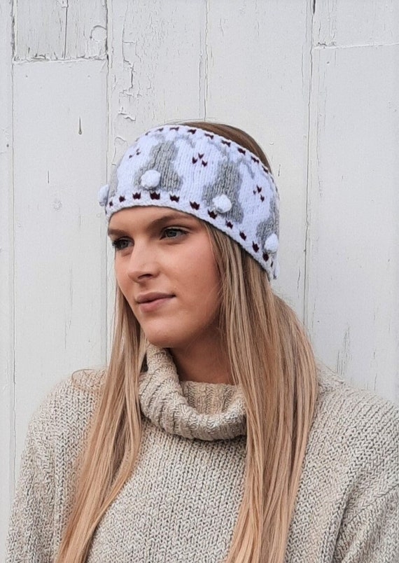 Burgundy-White Headband Earwarmer Burgundy-White Headband Earwarmer