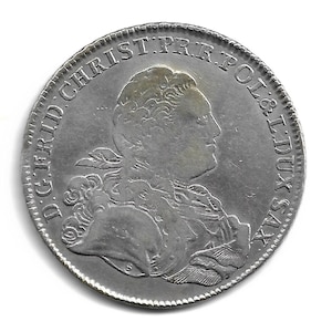 1763 Conventionsthaler Frederick Christian 4/3 Thaler Saxony Germany Silver Coin